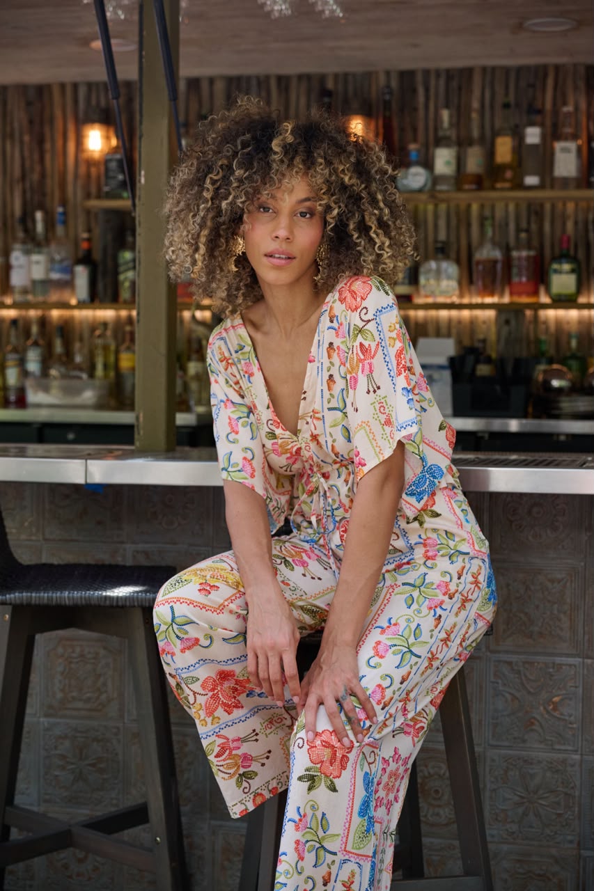 PANTS LALO FLOWERS Ivory 1
