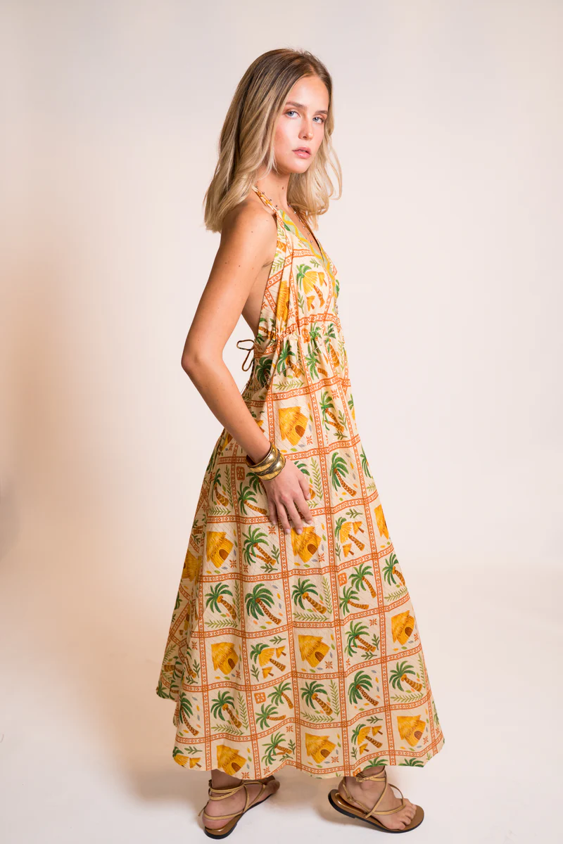 MAXI DRES PALM POSTAL Yellow 1