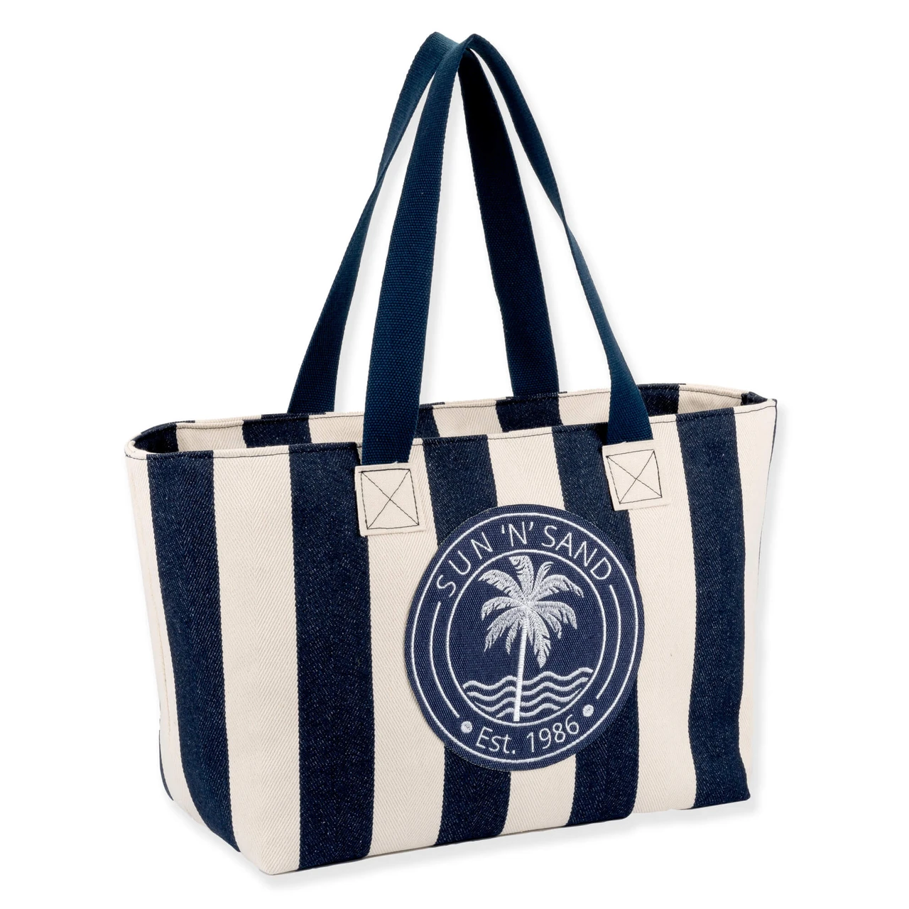 POLY COTTON SHOULDER TOTE NAVY Navy 1