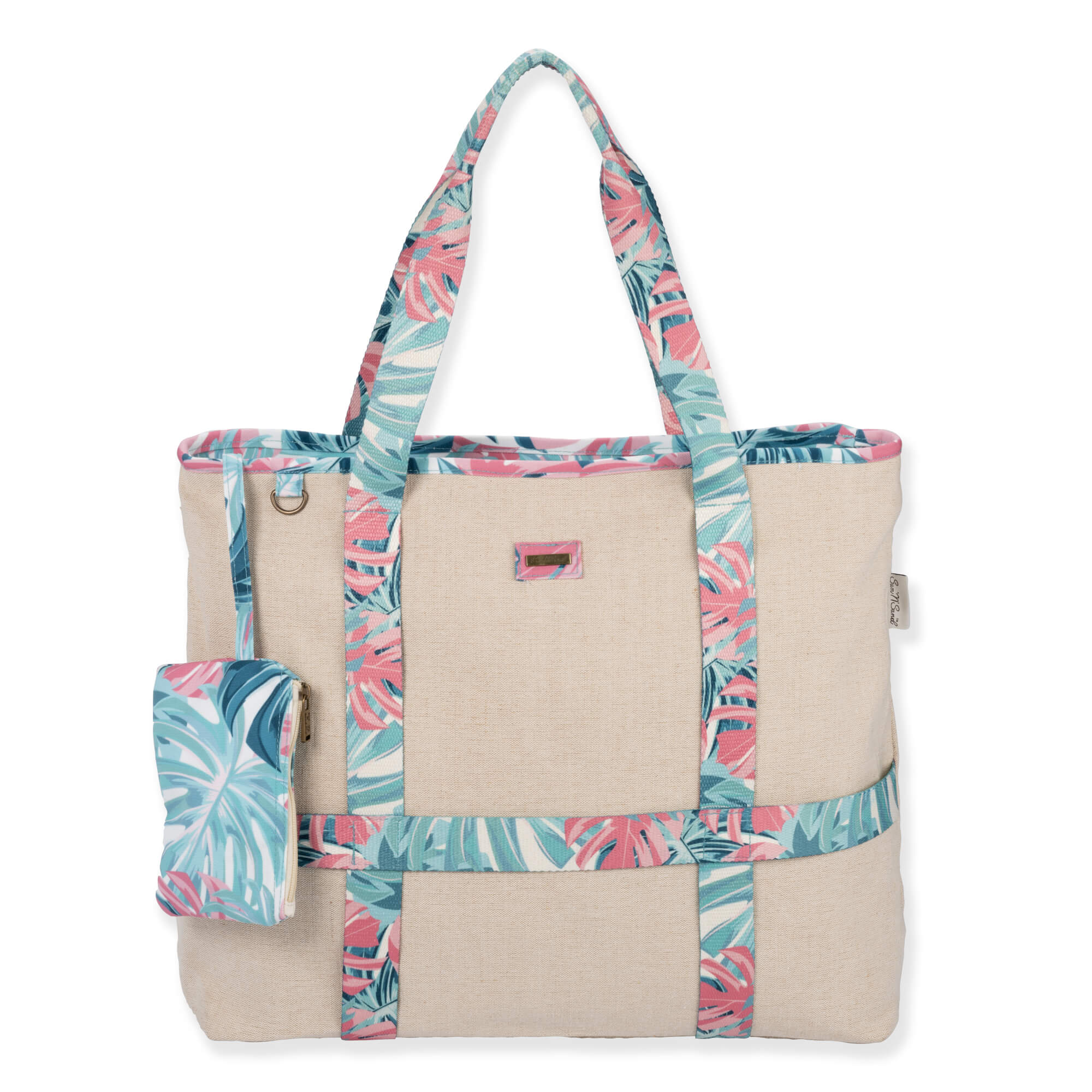 TROPICAL FLORAL SHOULDER TOTE BLUE Blue 1