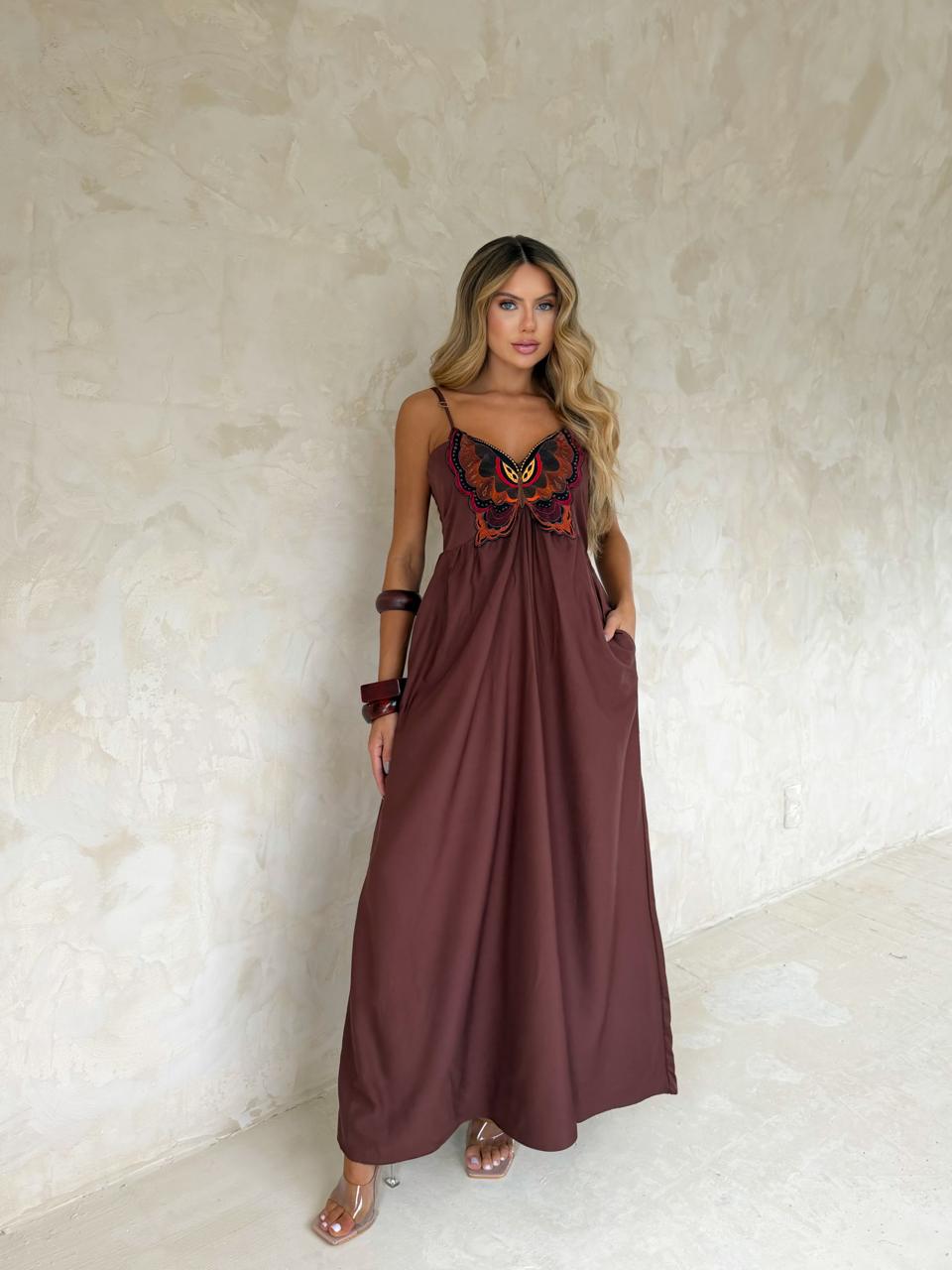DRESS BORDADO JIRE TRANSFORME OS Brown 1